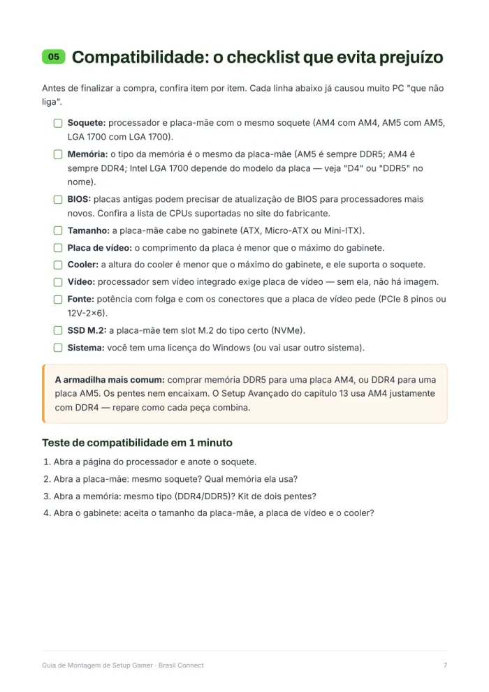 Página do capítulo de compatibilidade
